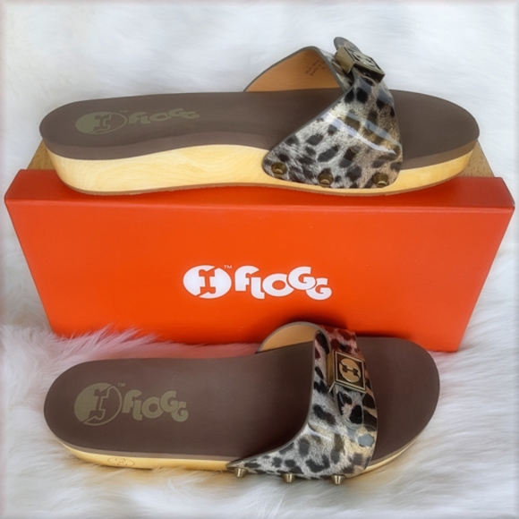 FLOGG Nikita Leopard Print Studded Sandals - Picture 2 of 6